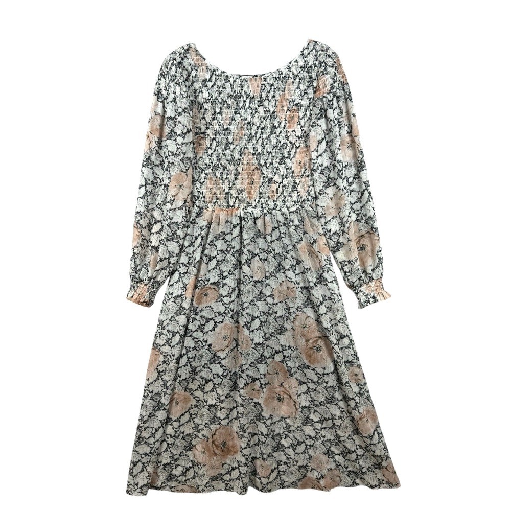 AVEC LES FILLES Smocked Multicolor Floral‎ Low Back Dress Sz 8